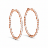 1/2 ctw 1.4 Inch 4 Prong Roundd Hoop — Rose Gold