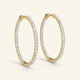 1/2 ctw 1.4 Inch 4 Prong Roundd Hoop — Yellow Gold