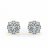 (1.5 Cttw) 3/4ct 3 Prong Wire Stud Earring — Yellow Gold