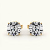 (1.5 Cttw) 3/4ct 3 Prong Wire Stud Earring — Yellow Gold