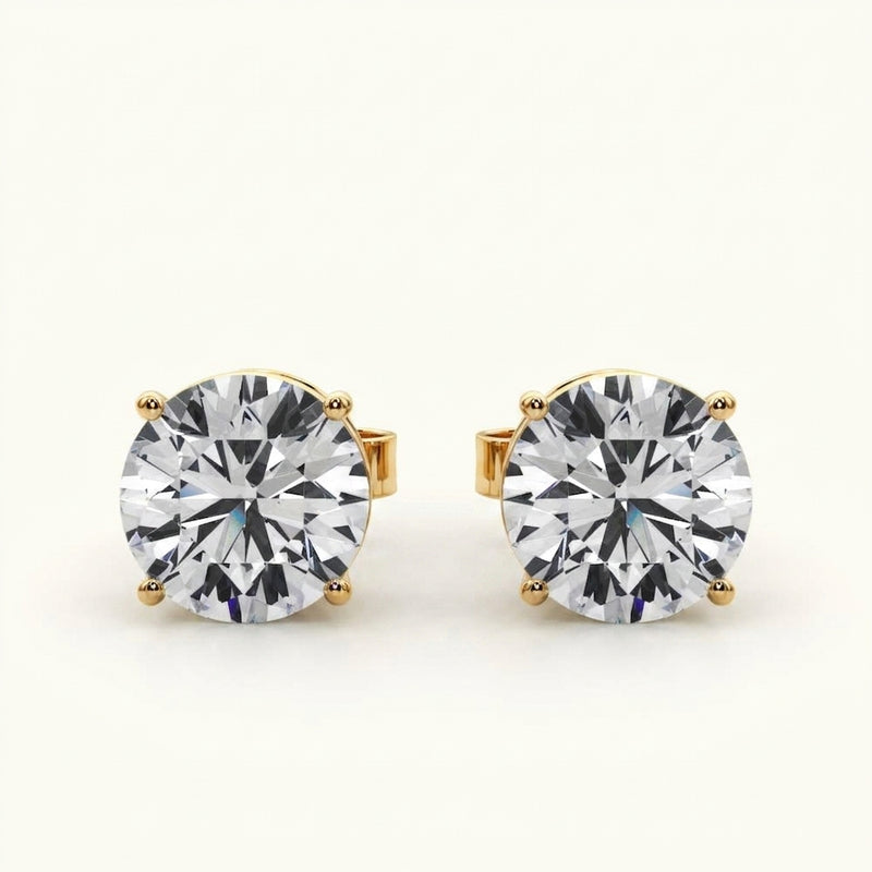 (1.5 Cttw) 3/4ct 3 Prong Wire Stud Earring — Yellow Gold