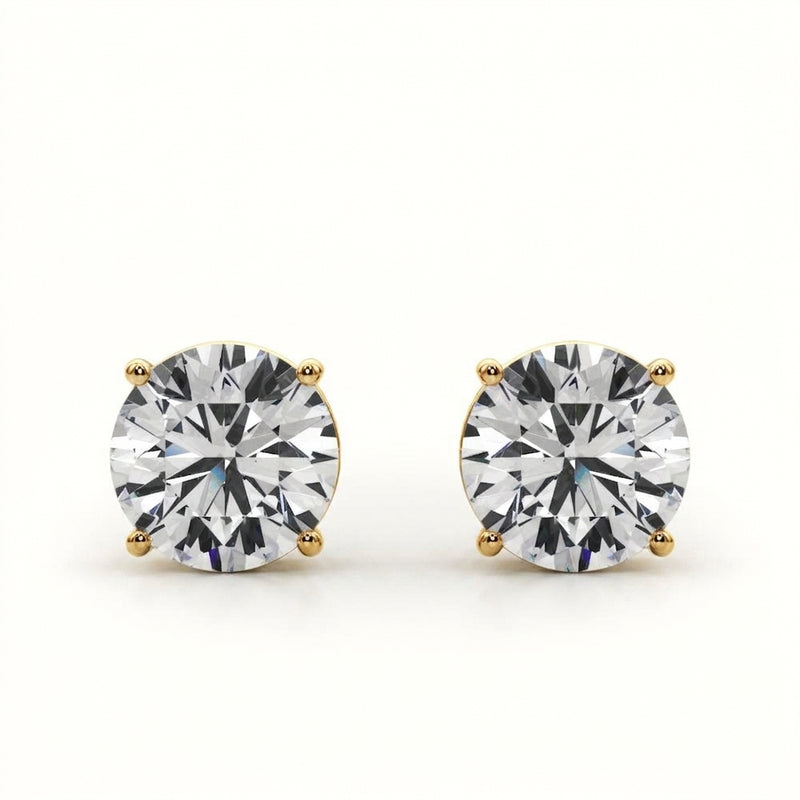 (1.5 Cttw) 3/4ct 4 Prong Wire Stud Earring — Yellow Gold