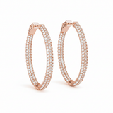 1 ctw 1.5 Inch 3 Row Pave Oval Hoop — Rose Gold