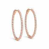 3/4 ctw 1.5 Inch 4 Prong Oval Hoop — Rose Gold