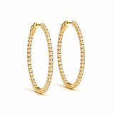 3/4 ctw 1.5 Inch 4 Prong Oval Hoop — Yellow Gold