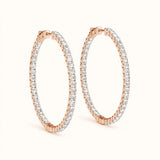 1 7/8 ctw 1.5 Inch 4 Prong Round Hoop — Rose Gold