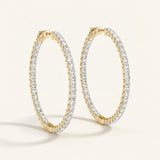 1 7/8 ctw 1.5 Inch 4 Prong Round Hoop — Yellow Gold