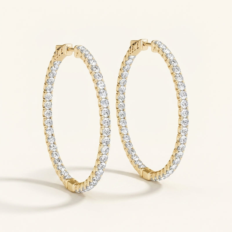 1 7/8 ctw 1.5 Inch 4 Prong Round Hoop — Yellow Gold