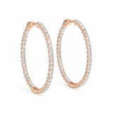 1 ctw 1.6 Inch 4 Prong Round Hoop — 43mm — Rose Gold