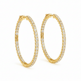 1 ctw 1.6 Inch 4 Prong Round Hoop — 43mm — Yellow Gold