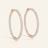 1 ctw 1.6 Inch 4 Prong Round Hoop — 43mm — Rose Gold