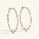 1 ctw 1.6 Inch 4 Prong Round Hoop — 43mm — Yellow Gold