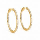 3/4 ctw 1.75 Inch 2 Prong Round Hoop — Yellow Gold