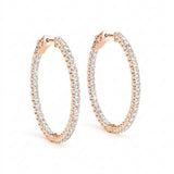 3/4 ctw 1.75 Inch 2 Prong Round Hoop — Rose Gold