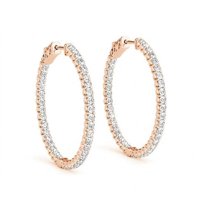 3/4 ctw 1.75 Inch 2 Prong Round Hoop — Rose Gold