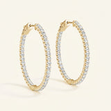 3/4 ctw 1.75 Inch 2 Prong Round Hoop — Yellow Gold