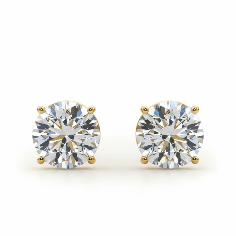 (1 Cttw) 1/2ct 4 Prong Wire Stud Earring — Yellow Gold