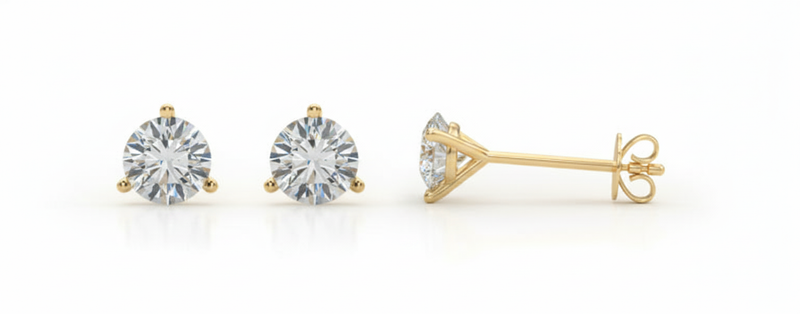 (1 Cttw) 1/2ct 4 Prong Wire Stud Earring — Yellow Gold