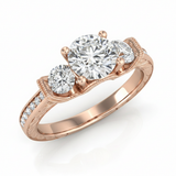 1 ctw Round Three Stone Engagement Ring (50529-E) — Rose Gold