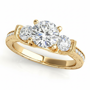 1 ctw Round Three Stone Engagement Ring (50529-E) — Yellow Gold