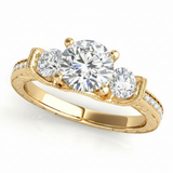 1 ctw Round Three Stone Engagement Ring (50529-E) — Yellow Gold
