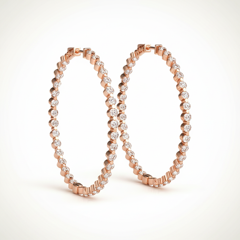 1/2 ctw 1 Inch 1 Prong Round Hoop — Rose Gold