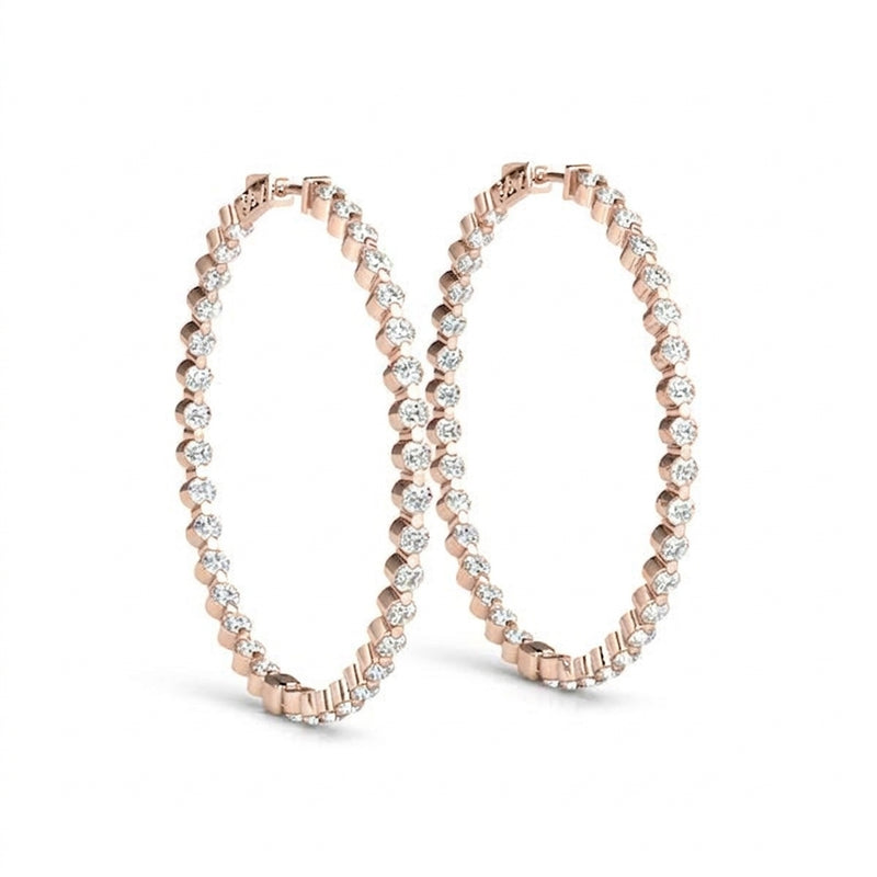 1/2 ctw 1 Inch 1 Prong Round Hoop — Rose Gold
