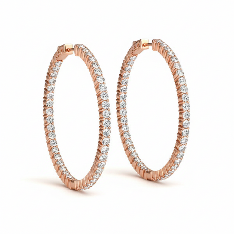 1 ctw 1 Inch 2 Prong Round Hoop — 24mm — Rose Gold