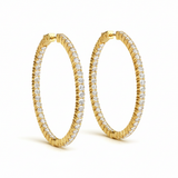 1 ctw 1 Inch 2 Prong Round Hoop — 24mm — Yellow Gold