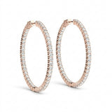 1 ctw 1 Inch 2 Prong Round Hoop — 24mm — Rose Gold