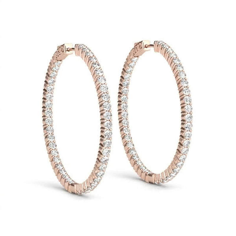 1 ctw 1 Inch 2 Prong Round Hoop — 24mm — Rose Gold