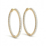 1 ctw 1 Inch 2 Prong Round Hoop — 24mm — Yellow Gold