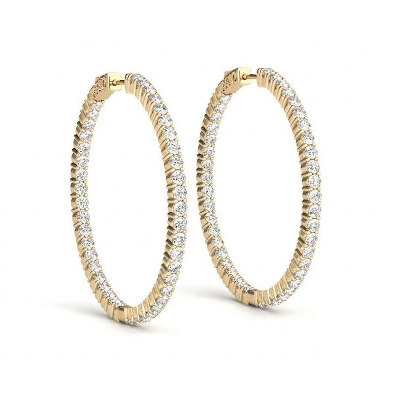 1 ctw 1 Inch 2 Prong Round Hoop — 24mm — Yellow Gold