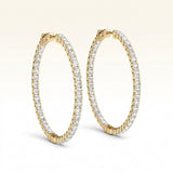 1/3 ctw 1 Inch 4 Prong Round Hoop — 24mm — Yellow Gold