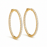 1/2 ctw 1 Inch 4 Prong Round Hoop — 25mm — Yellow Gold
