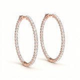 1/2 ctw 1 Inch 4 Prong Round Hoop — 25mm — Rose Gold