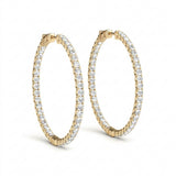 1/2 ctw 1 Inch 4 Prong Round Hoop — 25mm — Yellow Gold