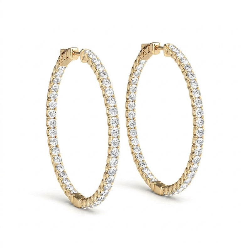 1/2 ctw 1 Inch 4 Prong Round Hoop — 25mm — Yellow Gold