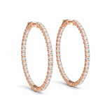5/8 ctw 1 Inch 4 Prong Round Hoop — 24mm — Rose Gold