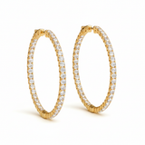 5/8 ctw 1 Inch 4 Prong Round Hoop — 24mm — Yellow Gold