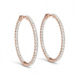 5/8 ctw 1 Inch 4 Prong Round Hoop — 24mm — Rose Gold