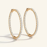 5/8 ctw 1 Inch 4 Prong Round Hoop — 24mm — Yellow Gold