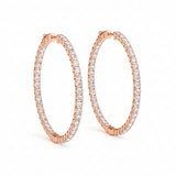 7/8 ctw 1 Inch 4 Prong Round Hoop — 26mm — Rose Gold