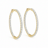 7/8 ctw 1 Inch 4 Prong Round Hoop — 26mm — Yellow Gold