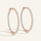 7/8 ctw 1 Inch 4 Prong Round Hoop — 26mm — Rose Gold