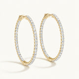 7/8 ctw 1 Inch 4 Prong Round Hoop — 26mm — Yellow Gold