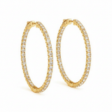 1 1/3 ctw 1 Inch 4 Prong Round Hoop — 25mm — Yellow Gold