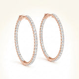 1 1/3 ctw 1 Inch 4 Prong Round Hoop — 25mm — Rose Gold
