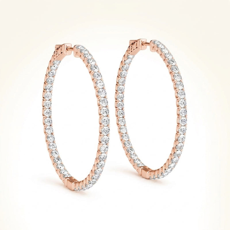 1 1/3 ctw 1 Inch 4 Prong Round Hoop — 25mm — Rose Gold