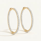 1 1/3 ctw 1 Inch 4 Prong Round Hoop — 25mm — Yellow Gold